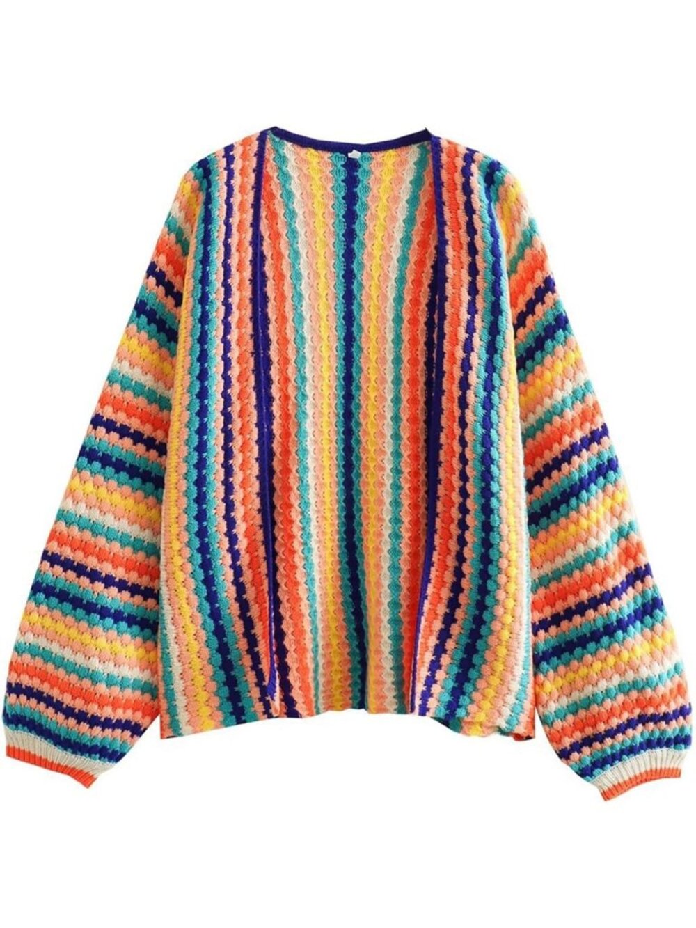 Strawberry Print Long Sleeve V-Neck Crop Cardigan Sweater for Women